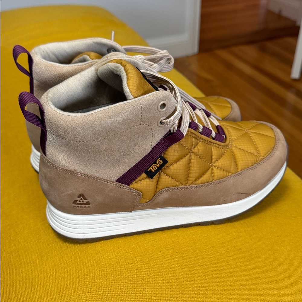 Teva Mustard and Beige Quilted Sneakers